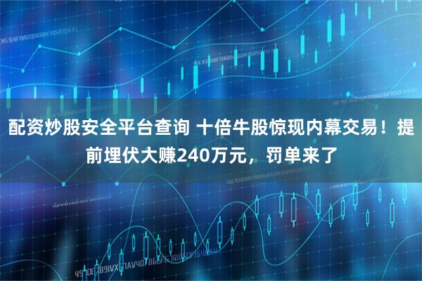 配资炒股安全平台查询 十倍牛股惊现内幕交易！提前埋伏大赚240万元，罚单来了